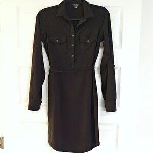 Eddie Bauer Black Stretch Shirt Dress | XS | Wrinkle-Resistant Travel